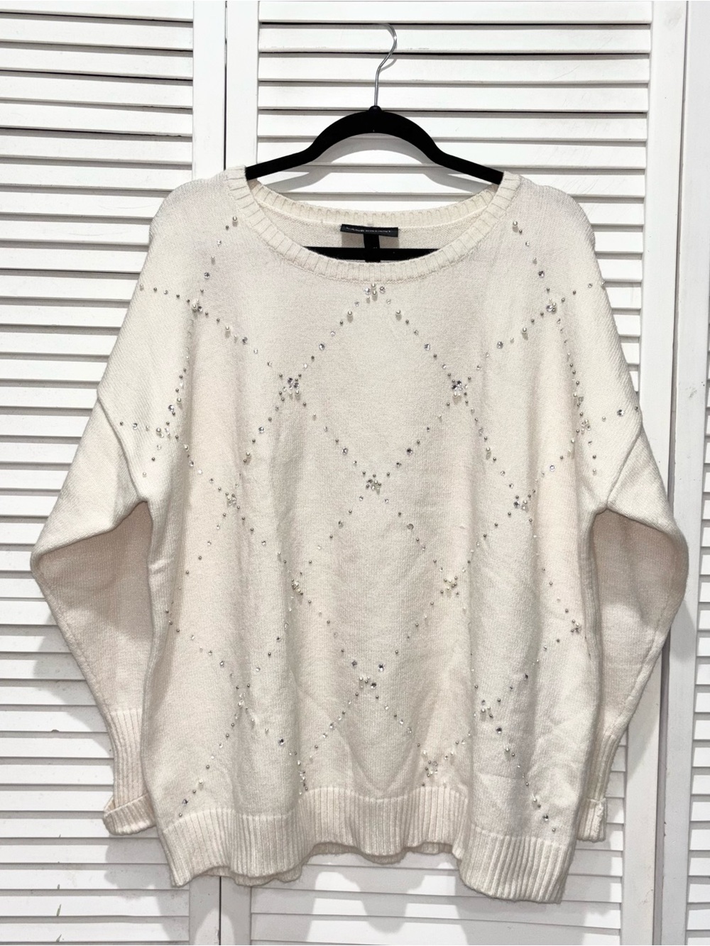 Lane Bryant Cream Embellished Women's Sweater Size 22/24
